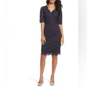 Ellen Tracy Navy blue Lace cocktail Sheath Dresses for Women size 8